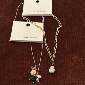 Lot of two Loft necklaces, NWT, goldtone